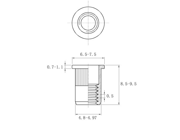 Disegno del dado per rivetti piatti